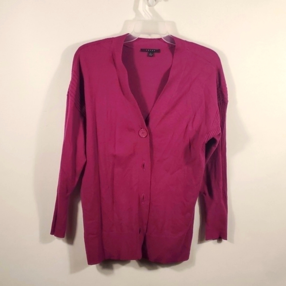 CYRUS Long Open Front Cardigan Plum Purple Size L Knit